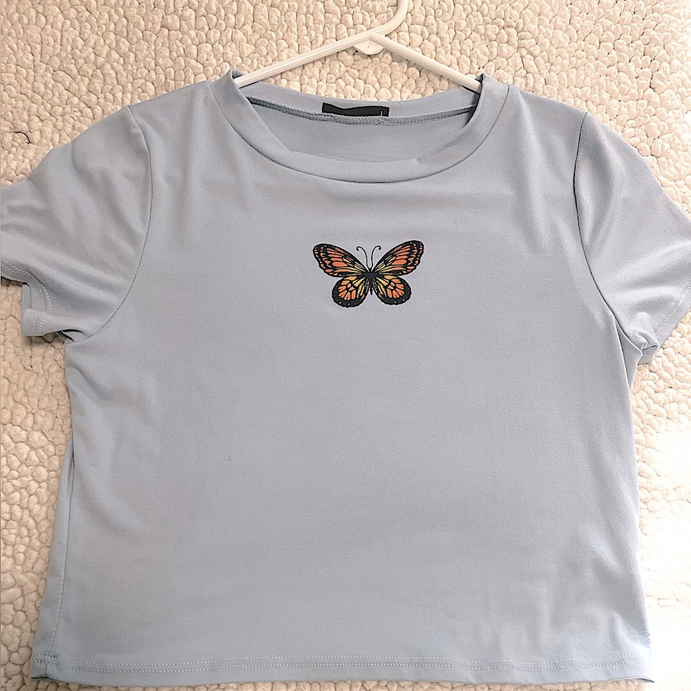 Blue Butterfly Crop Top 🦋